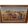 Image 1 : LARGE ESTATE FRAMED EMBROIDERY OF COTTON PICKERS