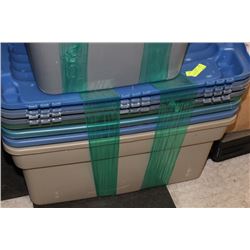 4 ROUGHNECK HINGED STORAGE TUBS WITH LIDS