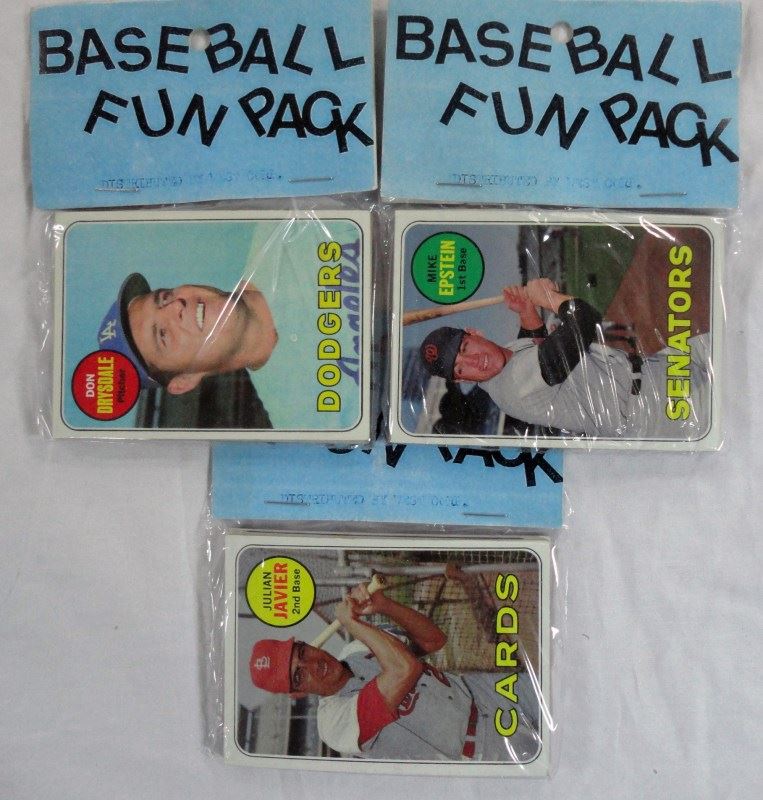 3 1969 TOPPS BASEBALL REPACKS by WEST CORP (10 cds per pack