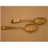 Image 1 : Unusual pair of continental silver gilt berry spoons, 9.5" long…