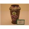 Image 1 : Shelley hand painted vase on brown ground, 'Violette' pattern, 8" high, no. 8218…