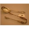 Image 1 : Pair of hallmarked silver sugar tongs by Reed & Sons, Newcastle 1857, plus a silver pierced spoon…