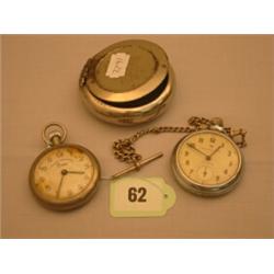Two pocket watches to include Duke railway timekeeper's plus tobacco pot…