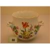 Image 1 : 19c Sitzendorf twin handled posy vase with embossed and handpainted floral decoration, 5" high…