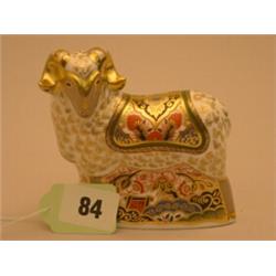 Royal Crown Derby paperweight of Imari ram, one of a limited edition of 250, bearing logo of Derb…