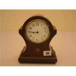 Late 19c shaped mantel clock with inlay decoration…