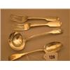 Image 1 : William IV silver hallmarked spoon, Dublin 1830, four forks hallmarked London 1847 plus ladle, Lo…