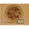 Image 1 : Imari patterned reticulated plate painted with blues and reds, bears puce mark to base, 8.5" diam…