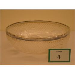 Victorian cut glass fruit bowl with silver hallmarked rim, Sheffield 1897, 10" diameter…