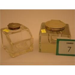 Silver hallmarked and glass inkwell plus one other…