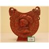 Image 1 : 19c continental stoneware relief vase, with goats head handles (slight damage)…