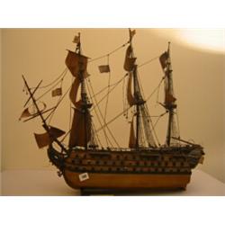 Large hand built wooden model of HMS Victory, full rigging and sails…