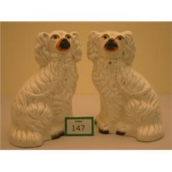Pair of Victorian Staffordshire dogs, 10.5" high…