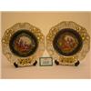 Image 1 : Pair of reticulated Meissen plates with central handpainted classical scenes, having gilt borders…