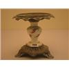 Image 1 : Cast Victorian lampbase with central handpainted porcelain column, 6.5" high…