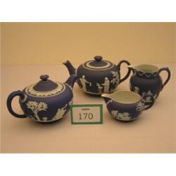 Two early Wedgwood jasperware teapots plus two cream jugs…
