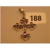 Image 1 : Silver cross pendant set with cut amethysts…