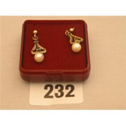Pair of Victorian sapphire, diamond and pearl earrings…