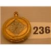 Image 1 : 18ct gold ladies pocket watch, heavily embossed, with enamelled birds and flowers on back…