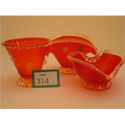 Three pieces of Murano decorative sweetmeat glass dishes…