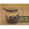 Image 1 : Victorian blue and white willow pattern jug, 4.5" high…