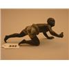 Image 1 : 19c cold painted bronze figure of negro in crouching stance, impressed with founder's mark FB plu…