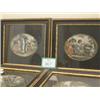 Image 1 : Set of four early 19c engravings of children, handpainted in oval black mounts and Hogarth frames…