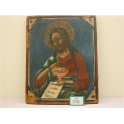 15c Russian icon of Jesus, 19x15"…
