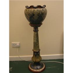 Royal Doulton jardiniere and stand by Emily Partington, 40" high with stylized flowers and leaves…