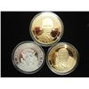 Image 1 : 3-2009 BARACK OBAMA INAUGURATION TOKENS (PF) TWO GOLD COLORED AND 1 SILVER COLORED