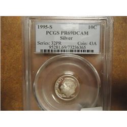 1995-S SILVER ROOSEVELT DIME PCGS PR69 DCAM