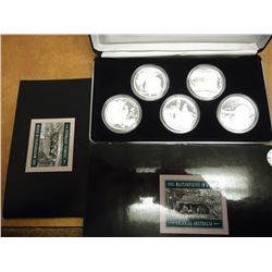 1995 AUSTRALIA MASTER PIECES IN SILVER SET 5-PROOF $5 COINS, ROYAL AUSTRALIAN MINT PACKAGING