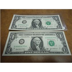 2-2003-A $1 FRN'S LOW CONSECUTIVE SERIAL 'S UNC SERIAL NUMBERS ARE:G00003177H-G00003178H