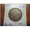Image 1 : 1931 GREAT BRITAIN SILVER FLORIN .1818 OZ. ASW