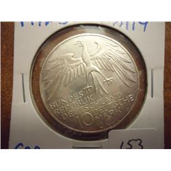 1972-J GERMANY SILVER 10 MARK .3114 OZ. ASW