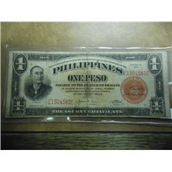 1941 PHILIPINNES 1 PESO CURRENCY