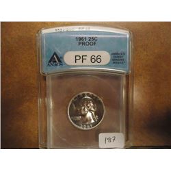 1961 WASHINGTON SILVER QUARTER ANACS PF66