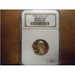 1976-S WASHINGTON SILVER QUARTER NGC PF68 CAMEO