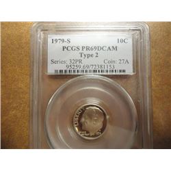 1979-S TYPE II ROOSEVELT DIME PCGS PR69 DCAM