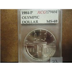 1984-P OLYMPIC SILVER DOLLAR ACG MS69