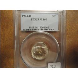 1944-D 35% SILVER JEFFERSON WAR NICKEL PCGS MS66