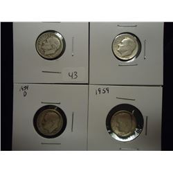 1949,52,54-D & 1959 SILVER ROOSEVELT DIMES
