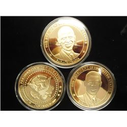 3-2009 BARACK OBAMA INAUGURATION TOKENS (PF) ALL THREE ARE GOLD IN COLOR
