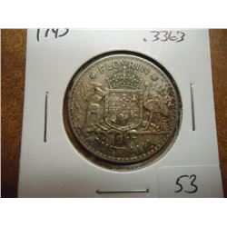 1943 AUSTRALIA SILVER FLORIN .3363 OZ. ASW