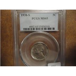 1938-S JEFFERSON NICKEL PCGS MS65