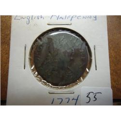1774 ENGLISH HALF PENNY