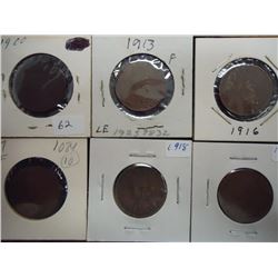 1900,13,16,17,18 & 1919 CANADA LARGE CENTS