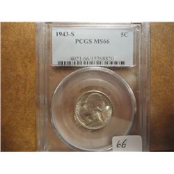 1943-S 35% SILVER JEFFERSON WAR NICKEL PCGS MS66