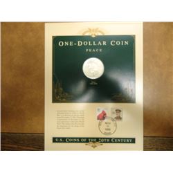 1922 PEACE SILVER DOLLAR & STAMP SET AS SHOWN
