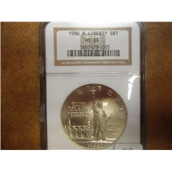 1986-P LIBERTY SILVER DOLLAR NGC MS69